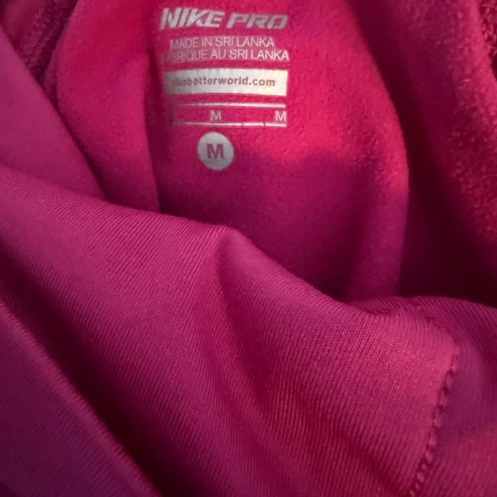 Nike Pro Dri-FIT Cowl Neck Pullover Womens Medium Pink Athletic Running Hoodie - Picture 6 of 7
